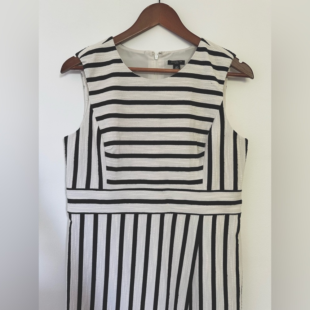 Ann Taylor Black & White Striped Midi Dress SIZE 8P